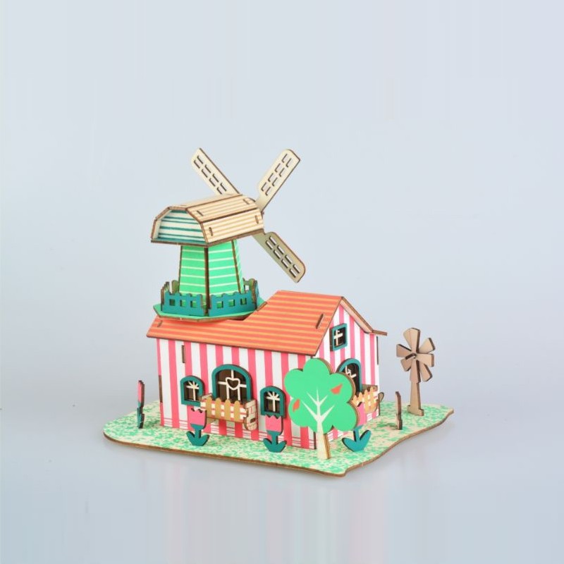 Đồ chơi lắp ráp gỗ 3D Mô hình Nhà gỗ Tulips Ranch
