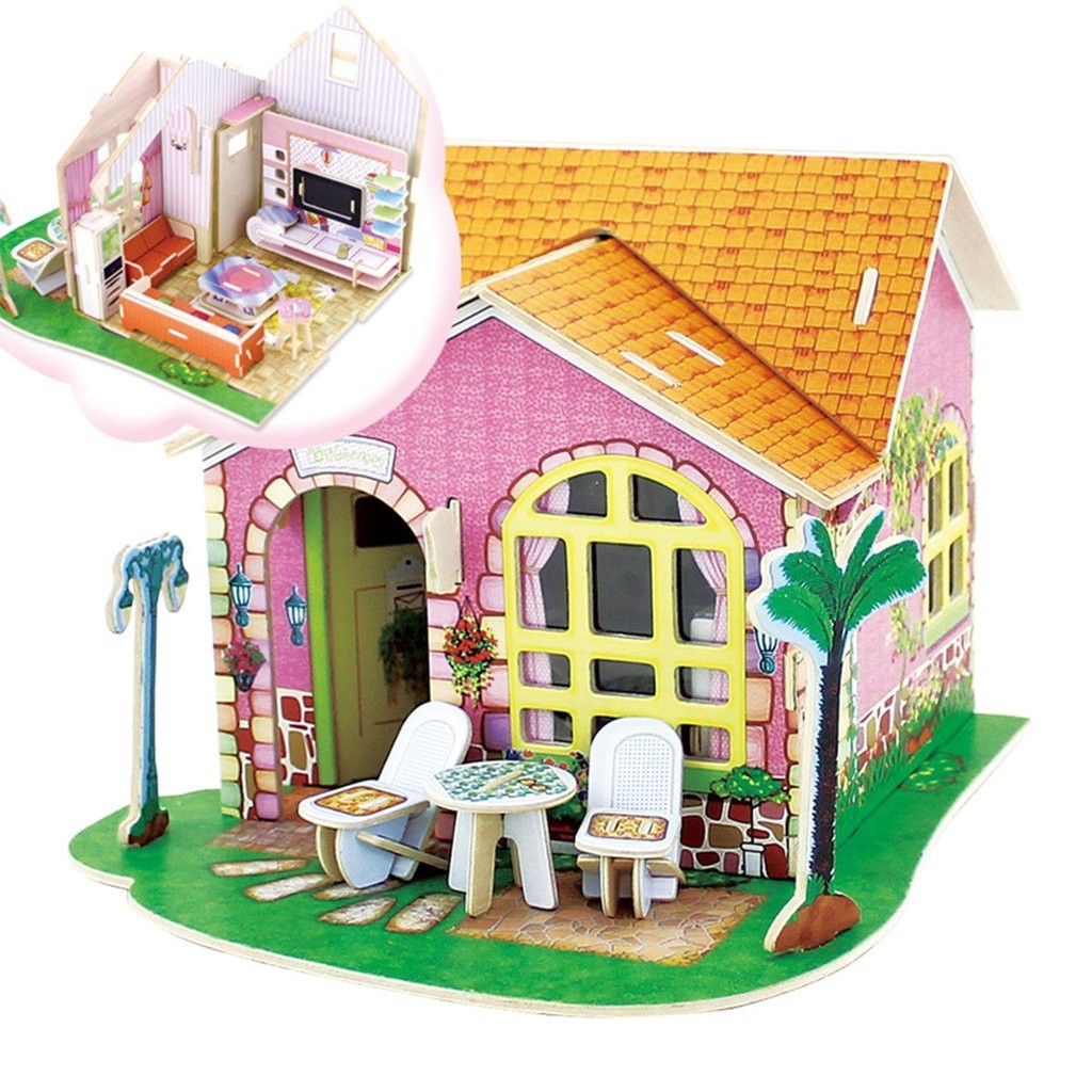 Đồ chơi lắp ráp gỗ 3D Mô hình Dollhouse Dream Villa-Living Room DV182 - Tặng kèm đèn LED trang trí
