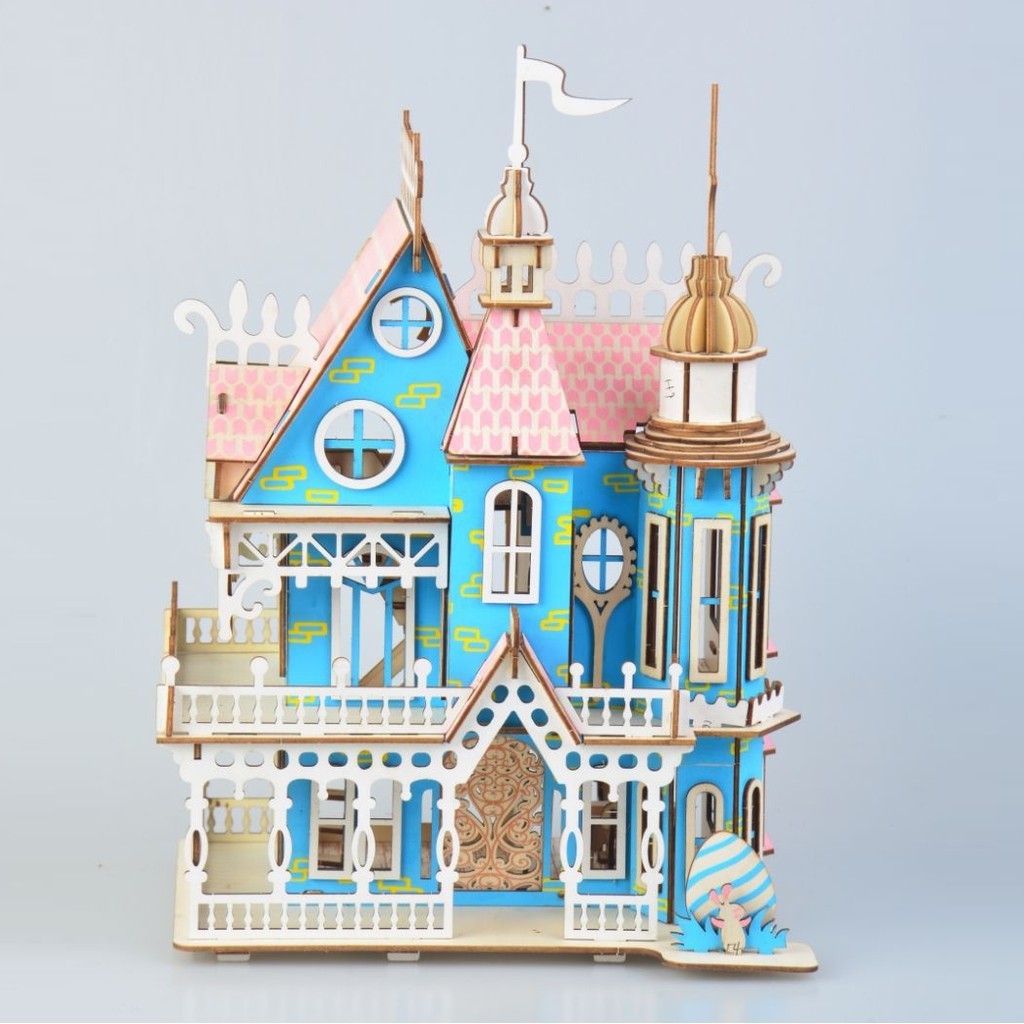 Đồ chơi lắp ráp gỗ 3D Mô hình Fantasy Villa Laser - Tặng kèm đèn LED USB trang trí
