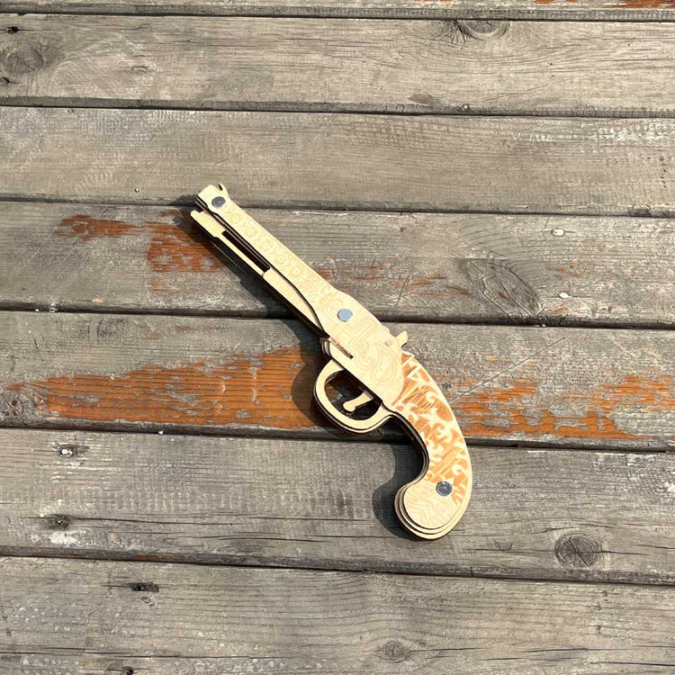 Đồ chơi lắp ghép gỗ 3D Mô hình Chuyển động Súng bắn thun Rubber Band - Desert Eagle