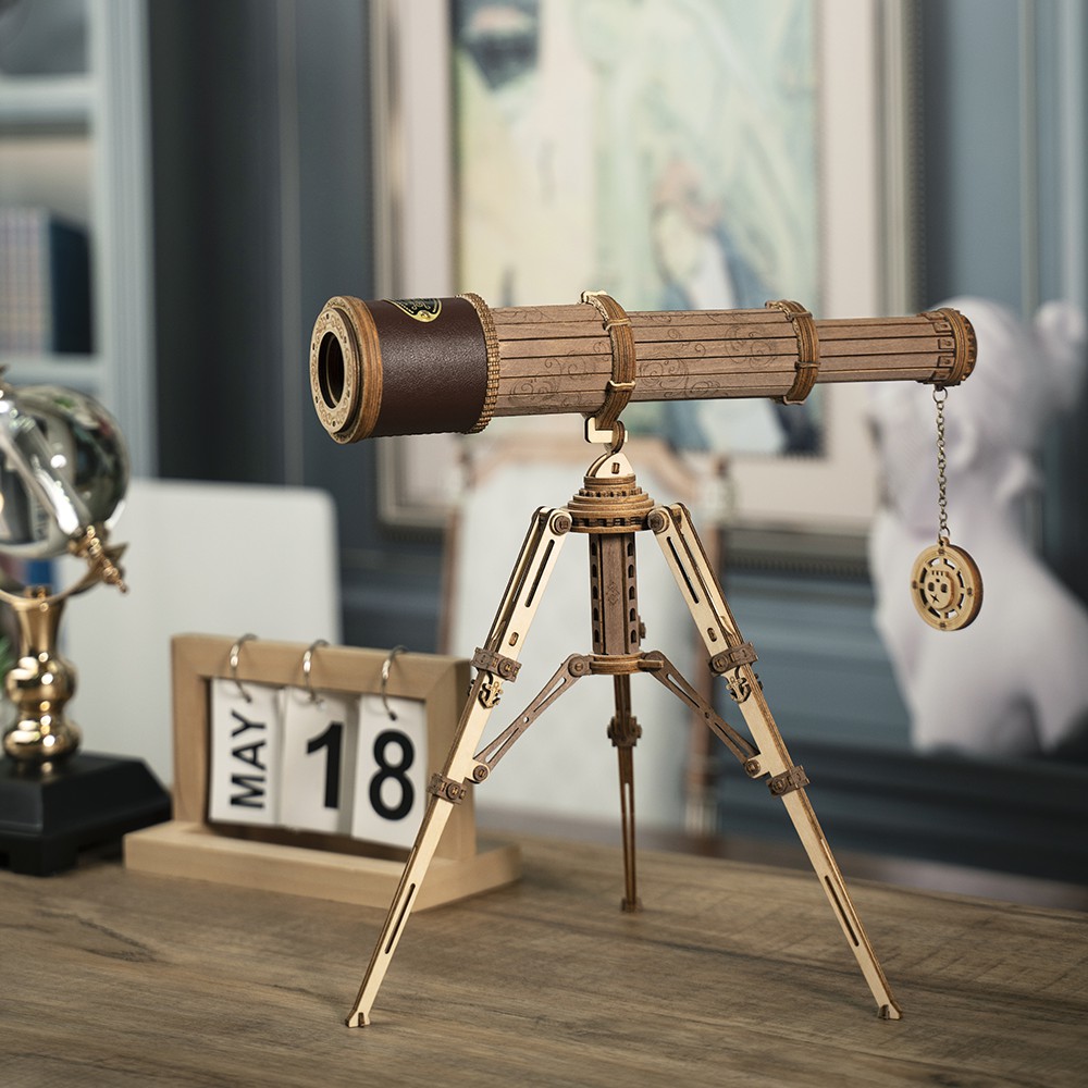 [BẢN QUỐC TẾ TIẾNG ANH] Đồ chơi Lắp ráp gỗ 3D Mô hình Kính thiên Văn Robotime Monocular Telescope ST004