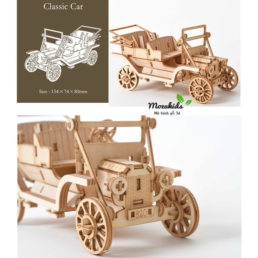 Đồ chơi lắp ráp gỗ 3D Mô hình Ô tô cổ Classic Car
