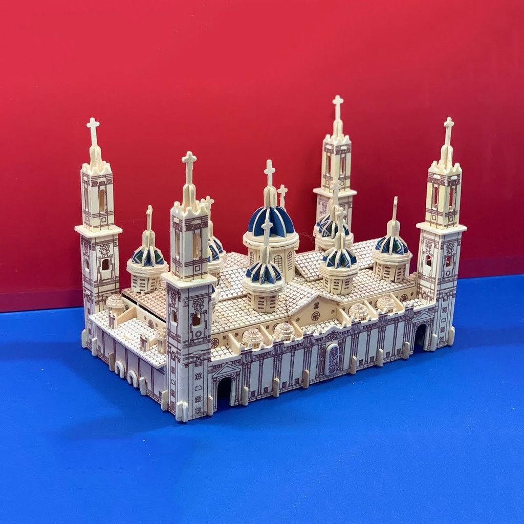 Đồ chơi lắp ráp gỗ 3D Mô hình tháp Pilar Basilica - Tặng kèm đèn LED USB trang trí