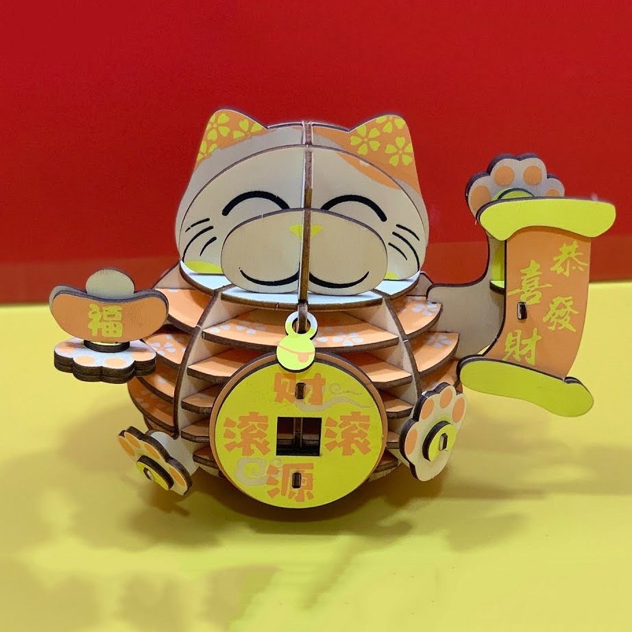 Đồ chơi lắp ráp gỗ 3D Mô hình Lucky Cat HG05