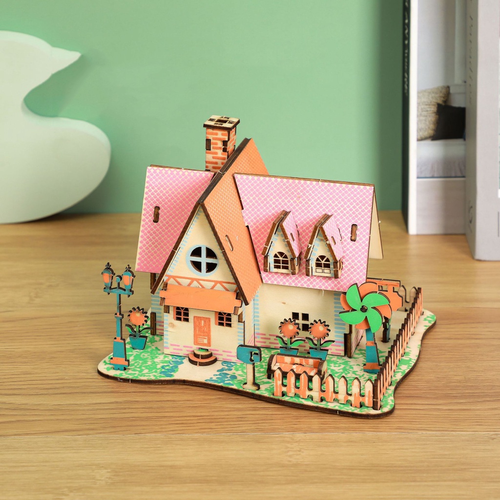 Đồ chơi lắp ráp gỗ 3D Mô hình Nhà Sunflower Manor Loại thường