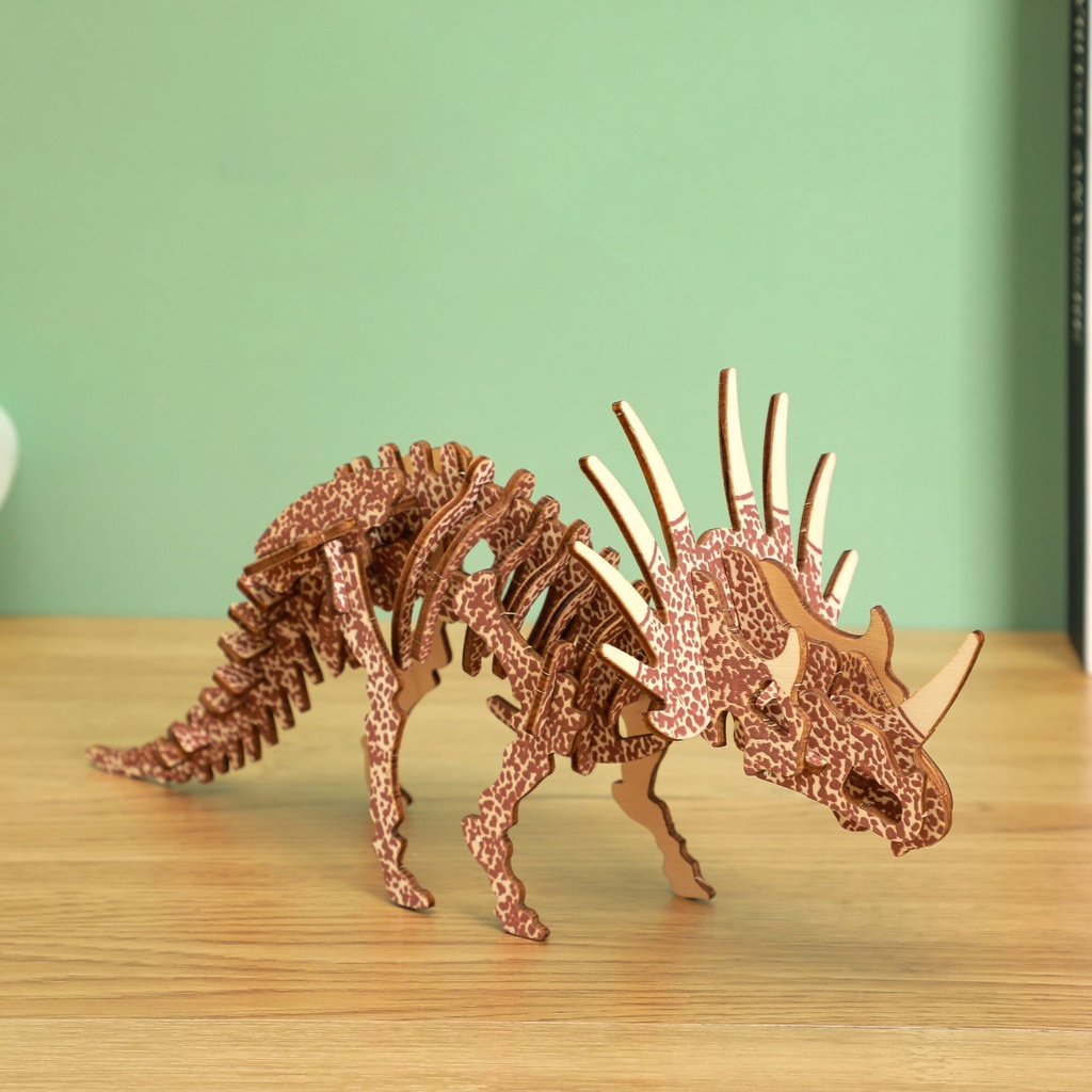 Đồ chơi lắp ráp gỗ 3D Mô hình Khủng long Triceratops Laser TB-A036