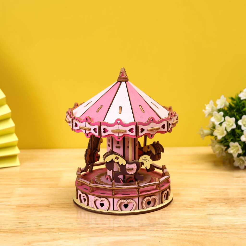 Đồ chơi lắp ráp gỗ 3D Mô hình Vòng quay Ngựa gỗ HK01