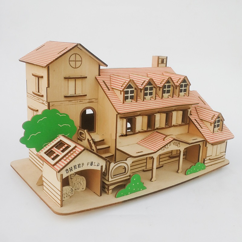 Đồ chơi lắp ráp gỗ 3D Mô hình Nhà gỗ Yili Holiday Villa Laser LC-GP269