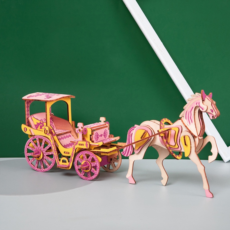 Đồ chơi lắp ráp gỗ 3D Mô hình Xe ngựa Royal Carriage II Laser HG-B024