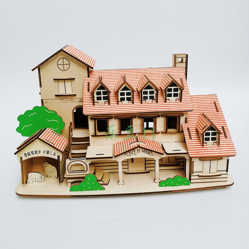 Đồ chơi lắp ráp gỗ 3D Mô hình Nhà gỗ Yili Holiday Villa Laser LC-GP269