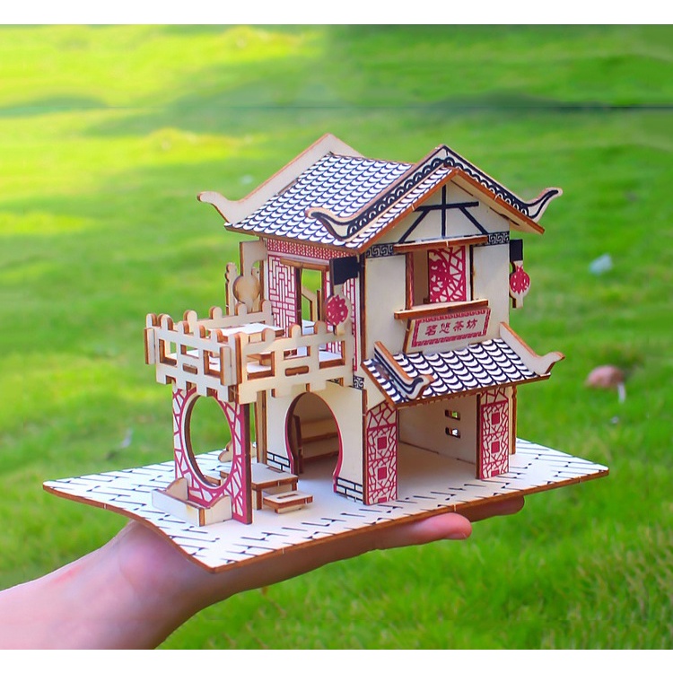 Đồ chơi lắp ráp gỗ 3D Mô hình Tea House Laser
