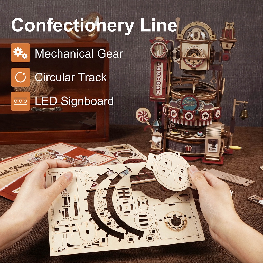 [BẢN QUỐC TẾ TIẾNG ANH] Mô hình Cơ động học Nhà máy Sô Cô La Chocolate Factory LGA02 Robotime