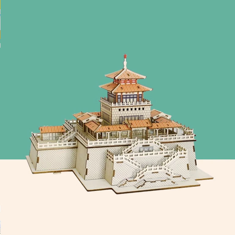 Đồ chơi lắp ghép gỗ 3D Mô hình Jiefang Pavilion DG-F606 Laser - Tặng kèm đèn LED