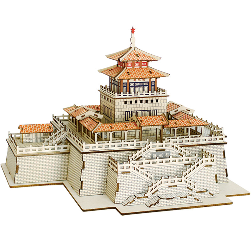 Đồ chơi lắp ghép gỗ 3D Mô hình Jiefang Pavilion DG-F606 Laser - Tặng kèm đèn LED