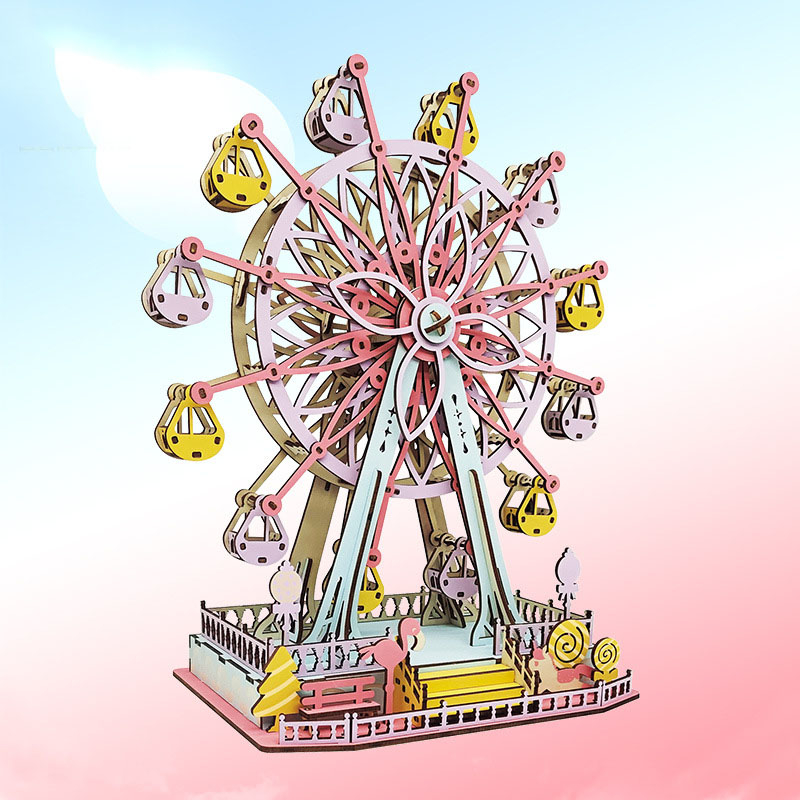Đồ chơi lắp ghép gỗ 3D Mô hình Vòng đu quay Ước mơ Dream Ferris Wheel HK04 Laser - Tặng kèm đèn LED