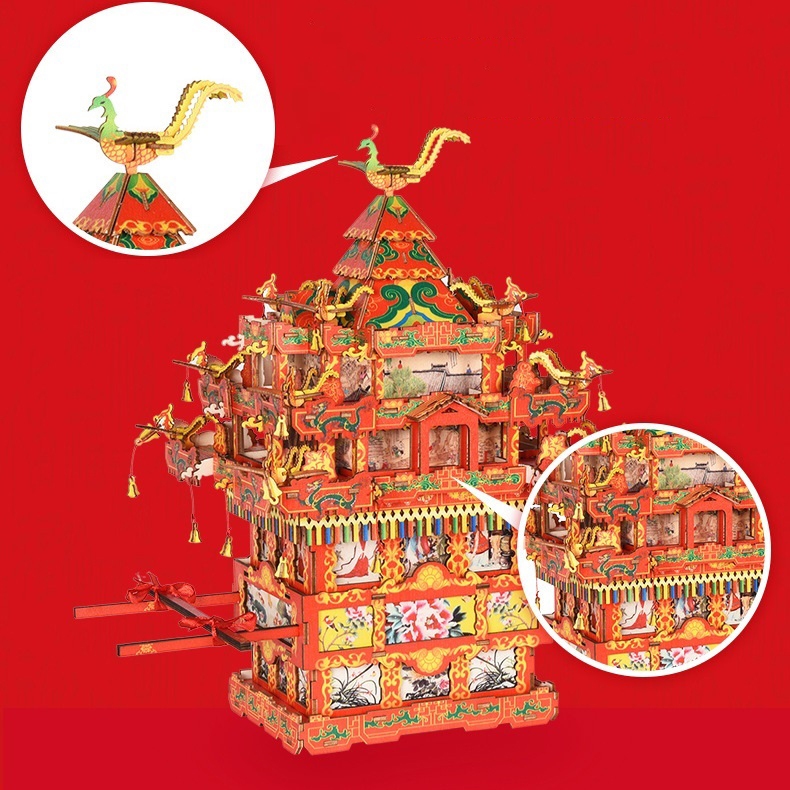 Đồ chơi lắp ghép gỗ 3D Mô hình Kiệu Hoa Cô Dâu Bridal Sedan Chair HG-J018