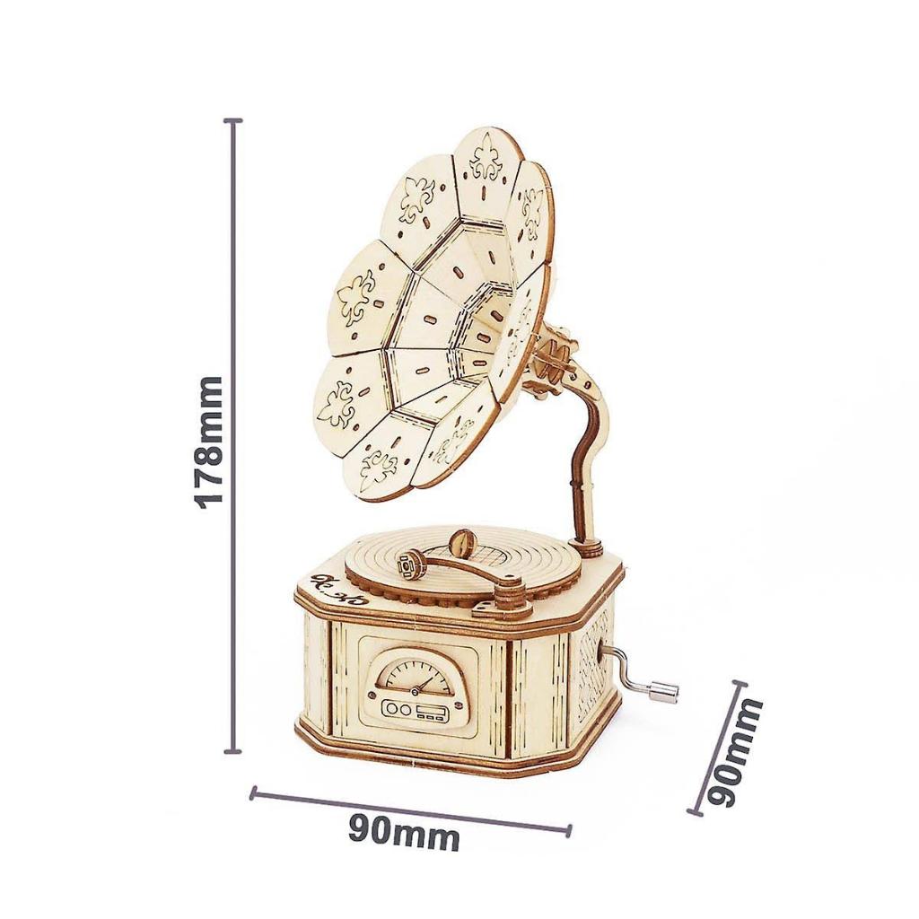 Đồ chơi lắp ghép gỗ 3D Mô hình Máy nghe nhạc Music box Phonograph