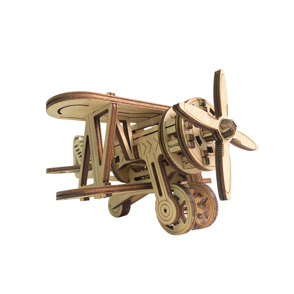Đồ chơi lắp ghép gỗ 3D Mô hình Máy bay Truyền động Cơ khí Máy bay BiPlane BJ112