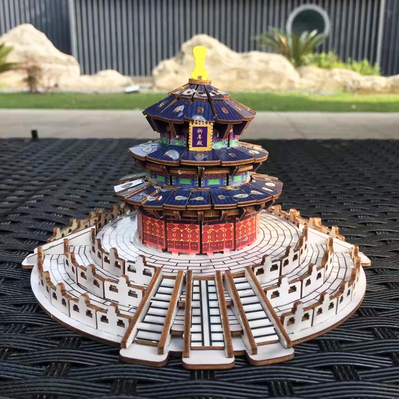 Đồ chơi lắp ghép gỗ 3D Mô hình Temple of Heaven Tháp Thiên Đường HZ02 Laser
