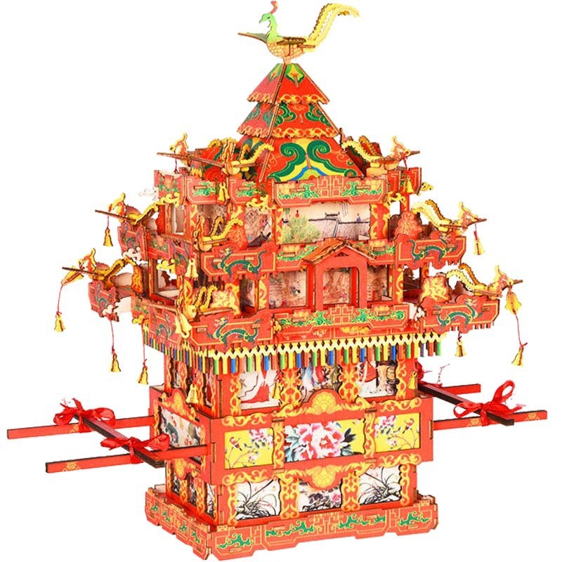 Đồ chơi lắp ghép gỗ 3D Mô hình Kiệu Hoa Cô Dâu Bridal Sedan Chair HG-J018