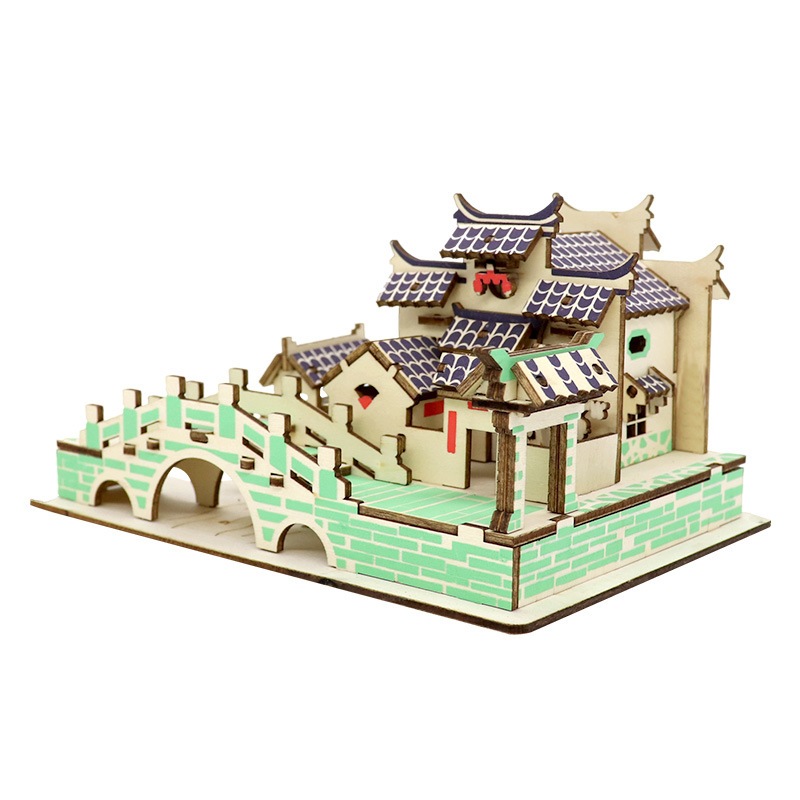 Đồ chơi lắp ghép gỗ 3D Mô hình Thị trấn nước Giang Nam