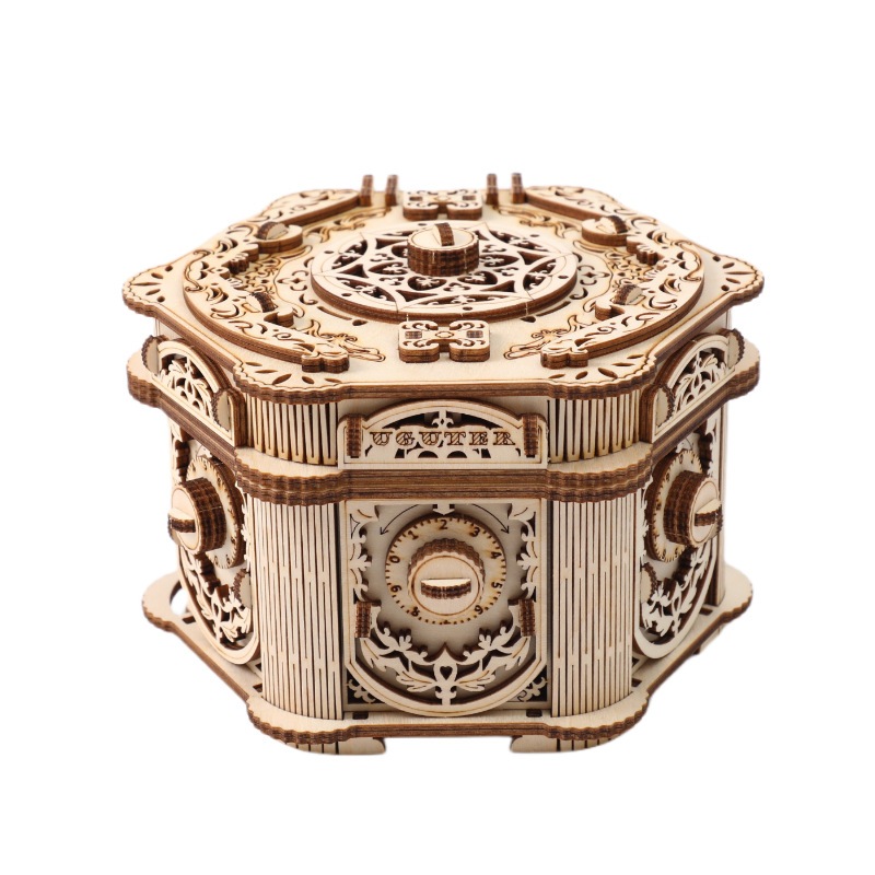 Mô hình Cơ động học Hộp nhạc Đựng Trang sức Cổ điển Retro Password Jewelry Music Box Uguter
