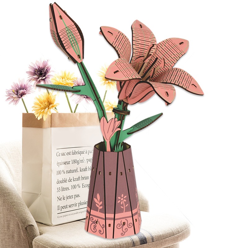 Đồ chơi lắp ghép gỗ 3D Mô hình Hoa Trang trí Decorative Flowers Laser