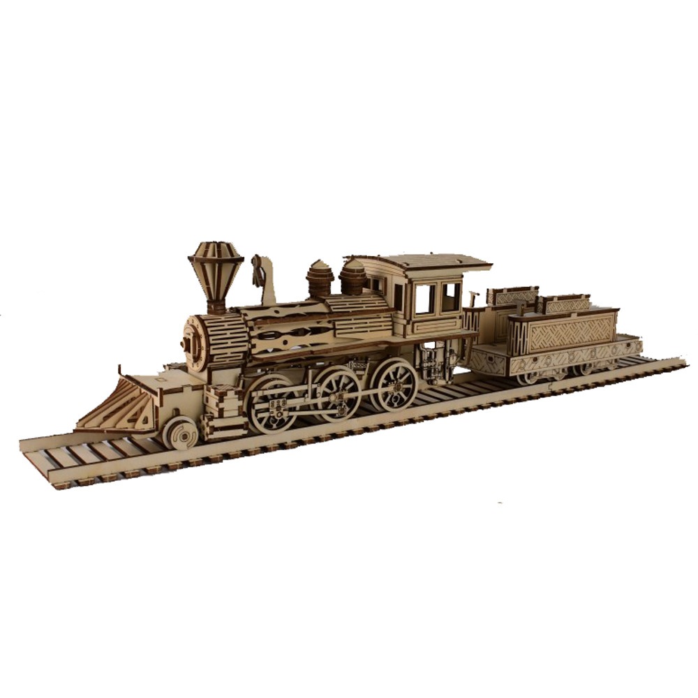 Đồ chơi lắp ghép gỗ 3D Mô hình Tàu Hơi Nước Steam Train HB11 Laser