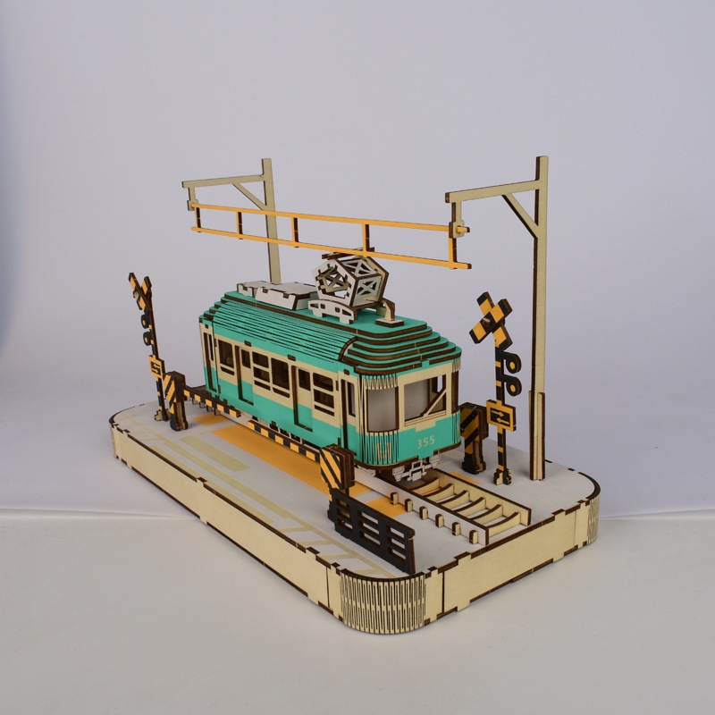Đồ chơi lắp ghép gỗ 3D Mô hình Xe Điện StreetCar HB12 Laser
