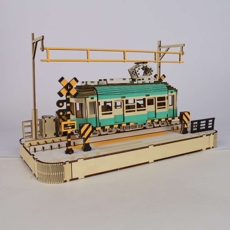 Đồ chơi lắp ghép gỗ 3D Mô hình Xe Điện StreetCar HB12 Laser