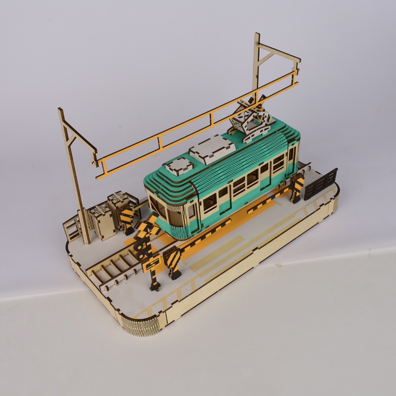 Đồ chơi lắp ghép gỗ 3D Mô hình Xe Điện StreetCar HB12 Laser