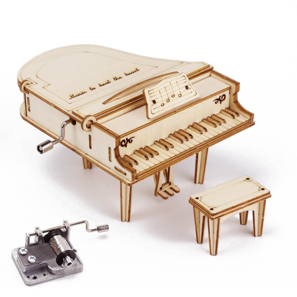 Đồ chơi lắp ghép gỗ 3D Mô hình Hộp nhạc Đàn Piano H607 Laser