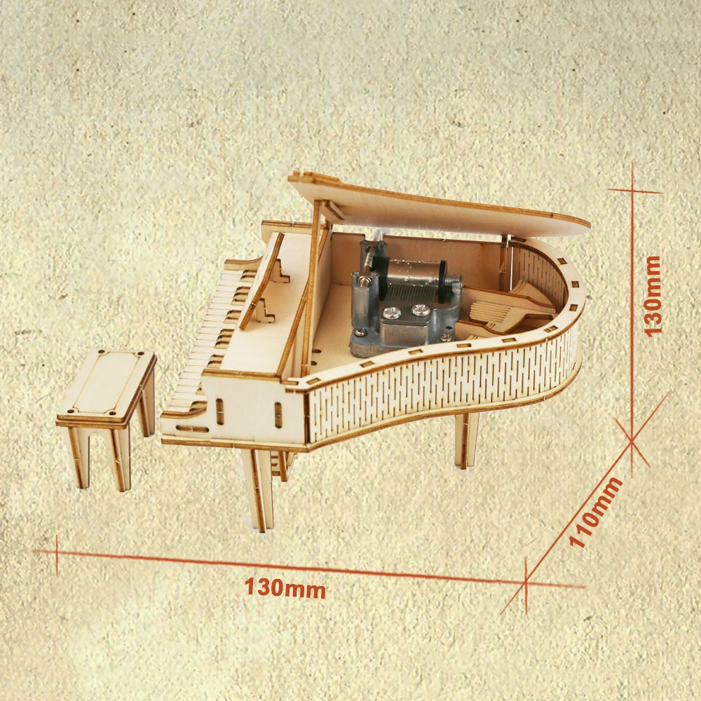 Đồ chơi lắp ghép gỗ 3D Mô hình Hộp nhạc Đàn Piano H607 Laser