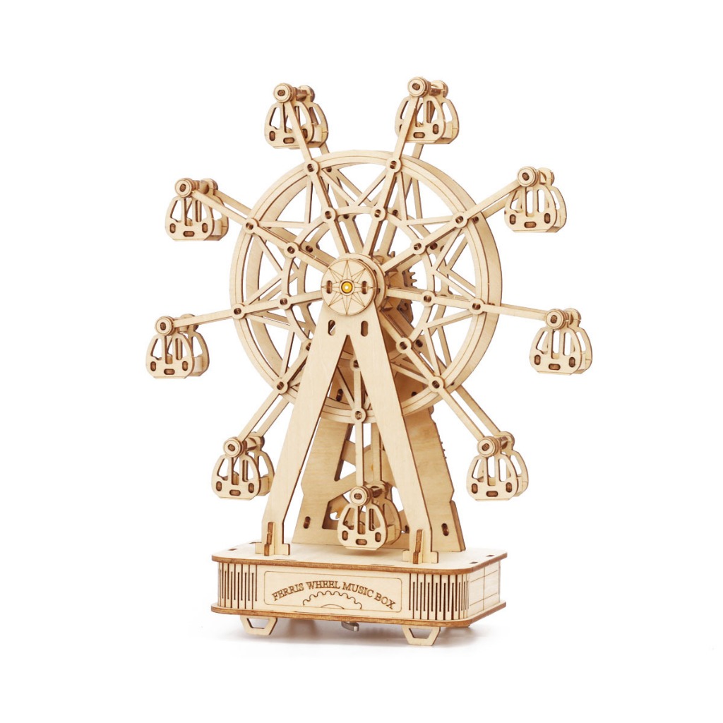 Đồ chơi lắp ghép gỗ 3D Mô hình Hộp nhạc Bánh xe Đu Quay Ferris Wheel H1001 Laser