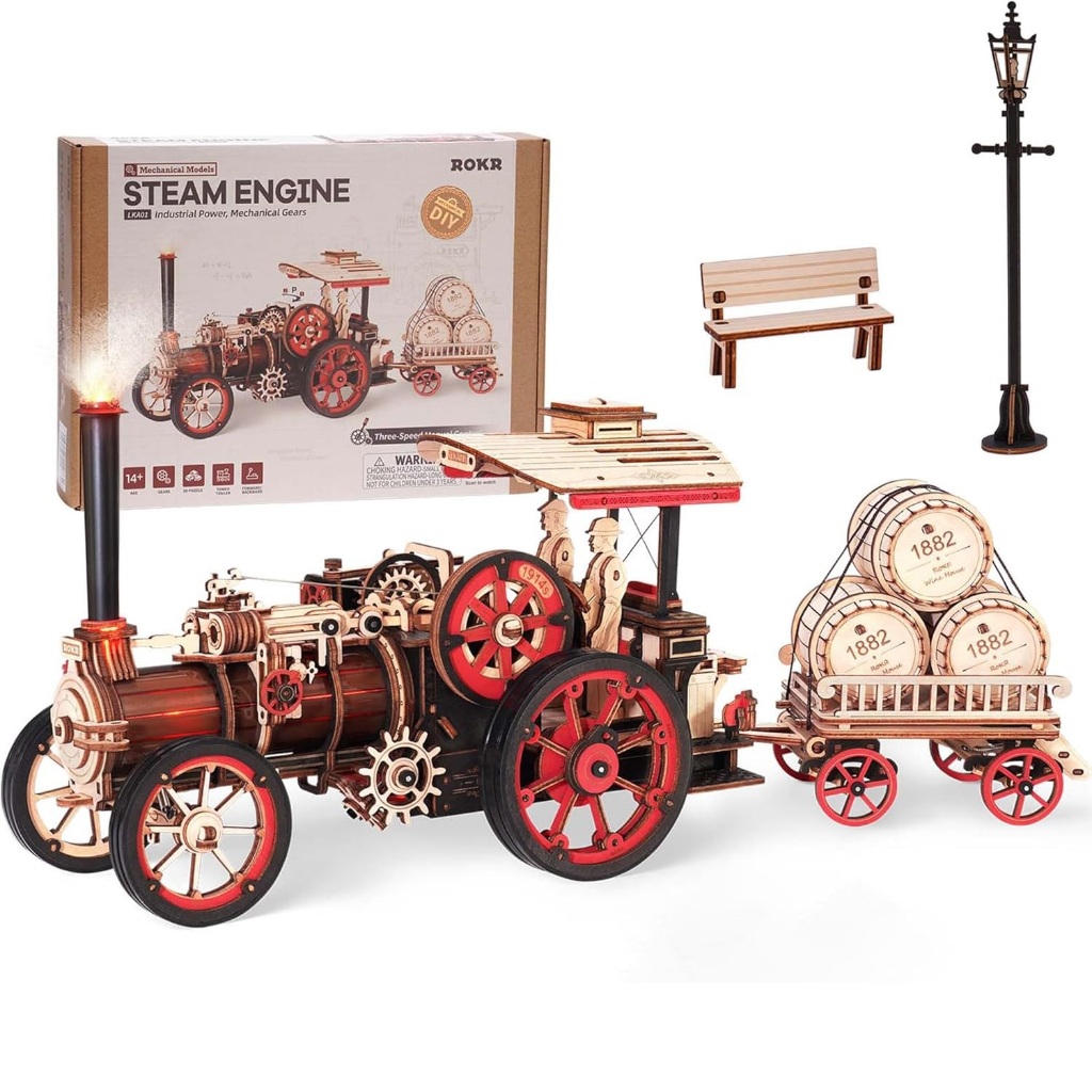 [BẢN QUỐC TẾ TIẾNG ANH] Mô hình Động cơ Hơi nước Steam Engine Mechanical LKA01 Robotime