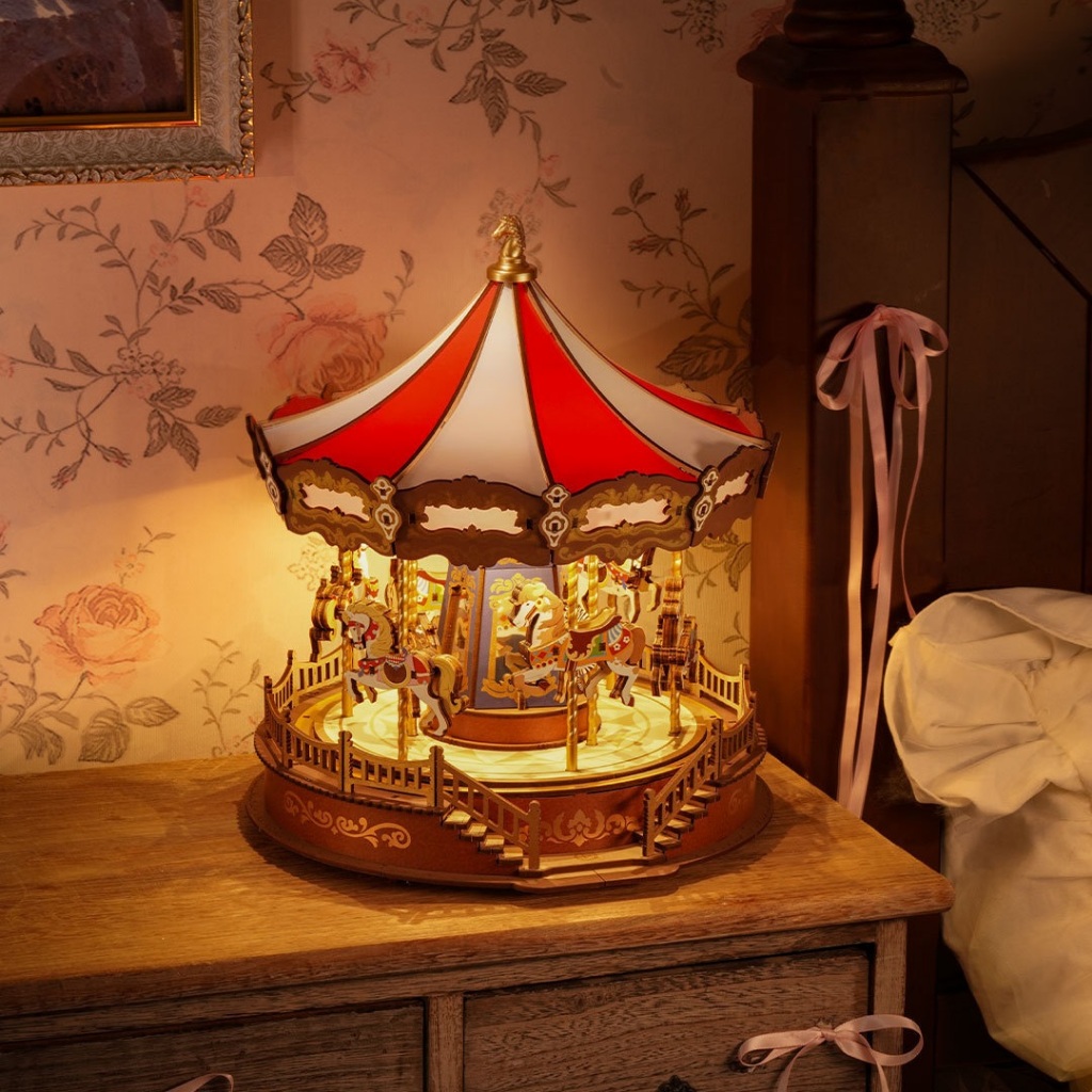 [BẢN QUỐC TẾ TIẾNG ANH] Mô hình Hộp nhạc Vòng xoay Ngựa gỗ Classic Carousel AMC01 Robotime