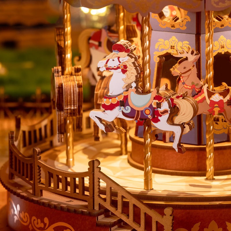 [BẢN QUỐC TẾ TIẾNG ANH] Mô hình Hộp nhạc Vòng xoay Ngựa gỗ Classic Carousel AMC01 Robotime