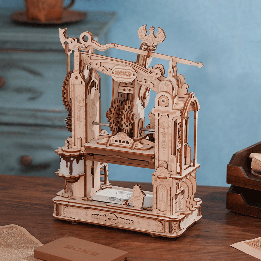[BẢN QUỐC TẾ TIẾNG ANH] Mô hình Cơ động học Máy In Cổ điển Classic Printing Press LK602 Robotime