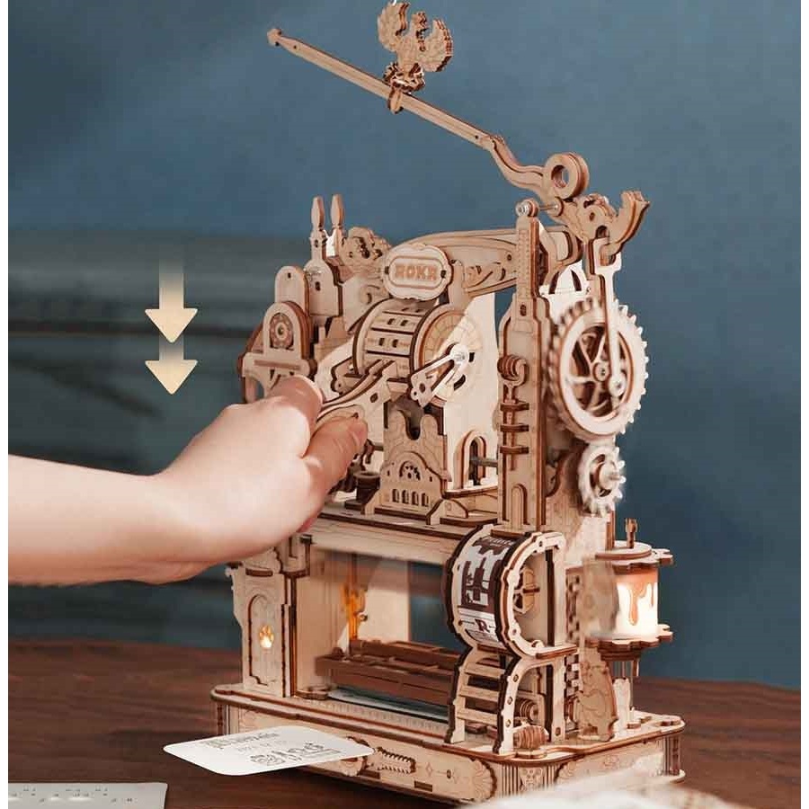 [BẢN QUỐC TẾ TIẾNG ANH] Mô hình Cơ động học Máy In Cổ điển Classic Printing Press LK602 Robotime