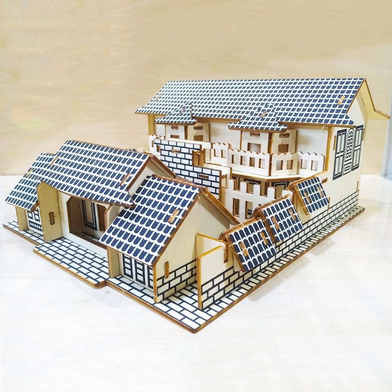 Đồ chơi lắp ghép gỗ 3D Mô hình Nhà cổ Heshun Ancient Town Laser