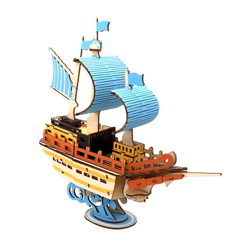 Đồ chơi lắp ghép gỗ 3D Mô hình Thuyền buồm Riding the Waves Laser