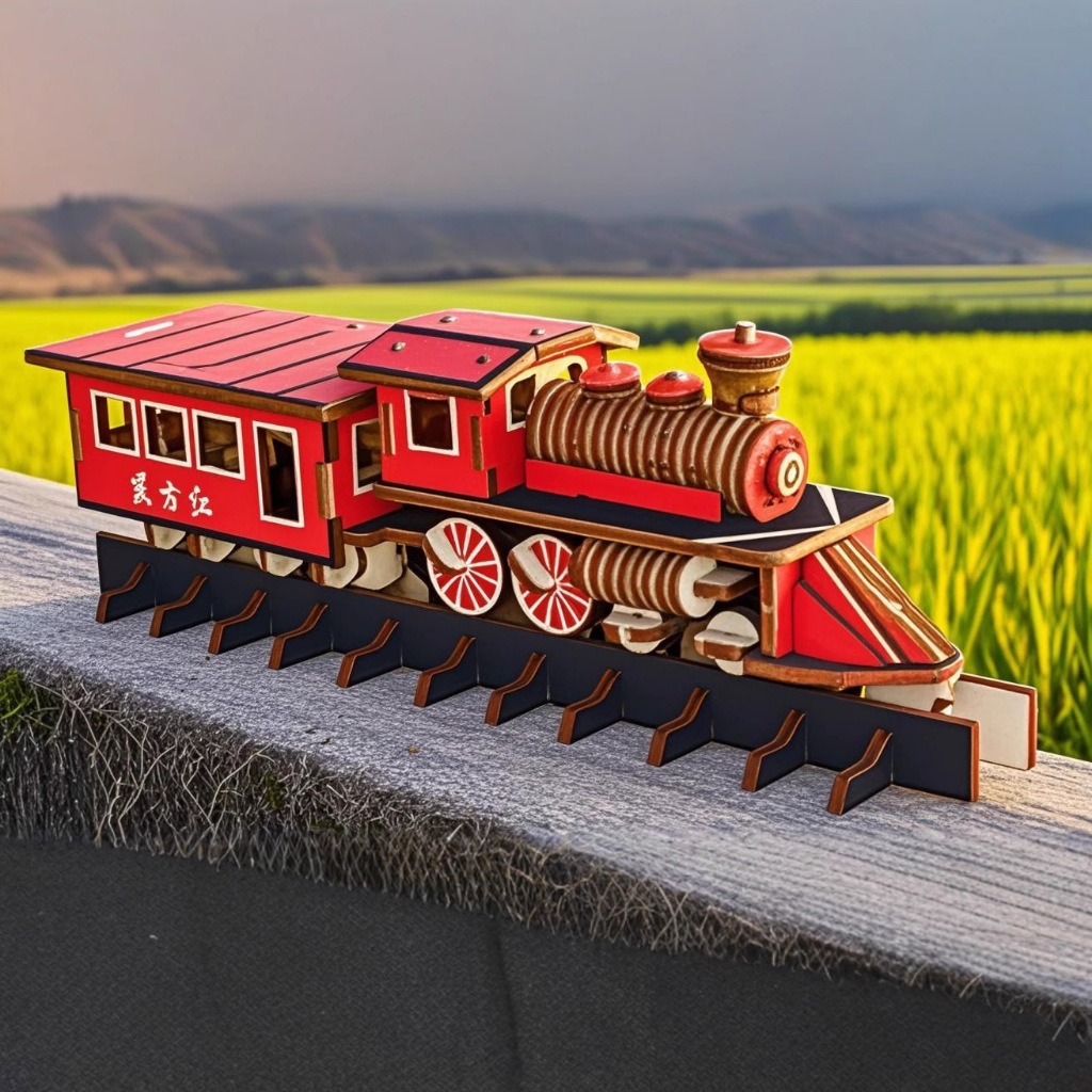 Đồ chơi lắp ghép gỗ 3D Mô hình Đầu máy Xe lửa Laser
