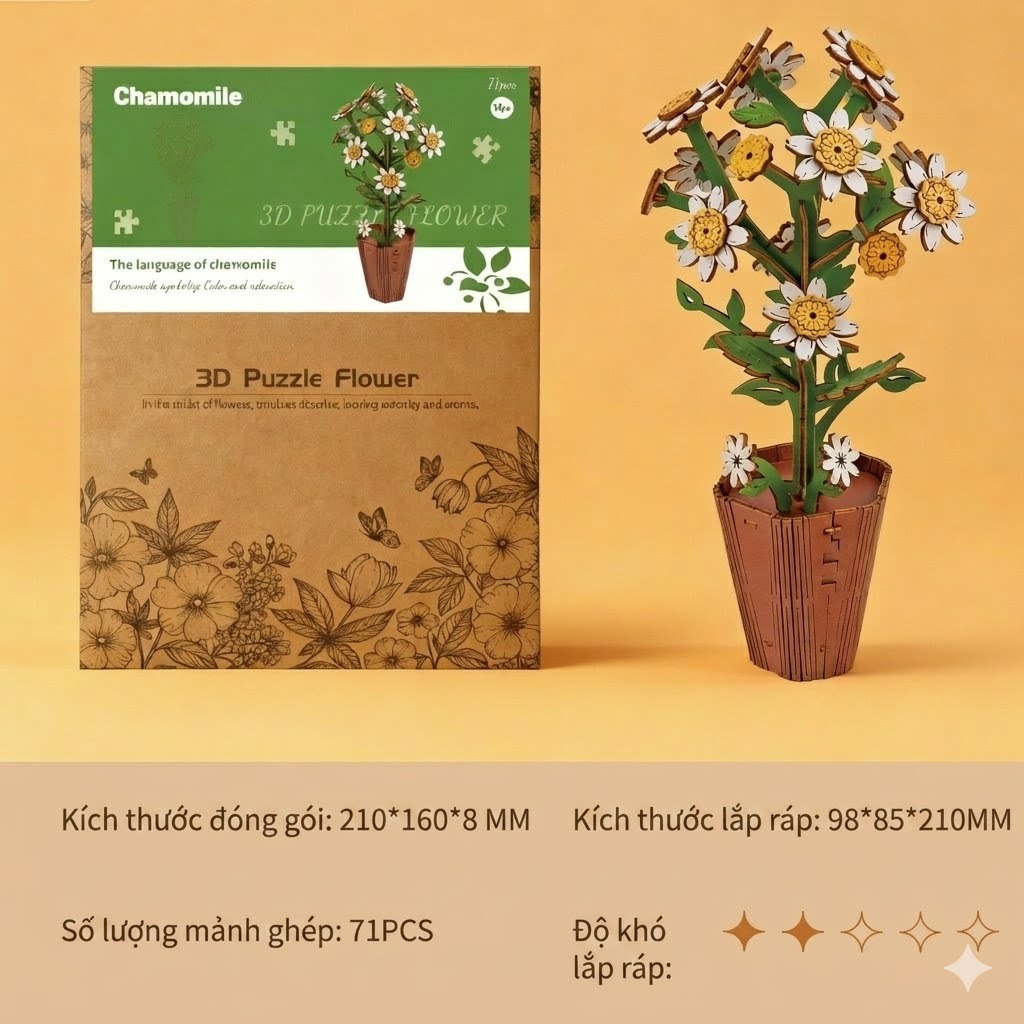 Đồ chơi lắp ghép gỗ 3D Mô hình Bông Hoa Flower