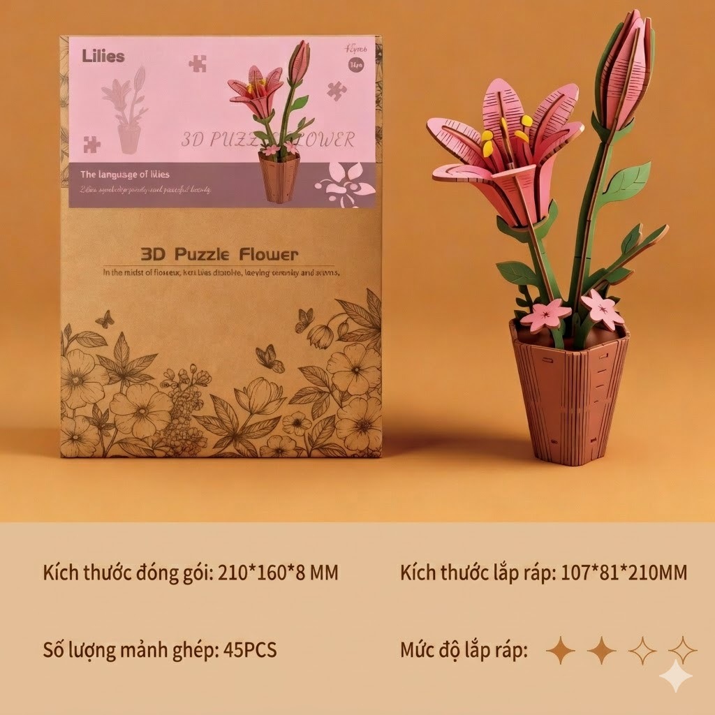 Đồ chơi lắp ghép gỗ 3D Mô hình Bông Hoa Flower