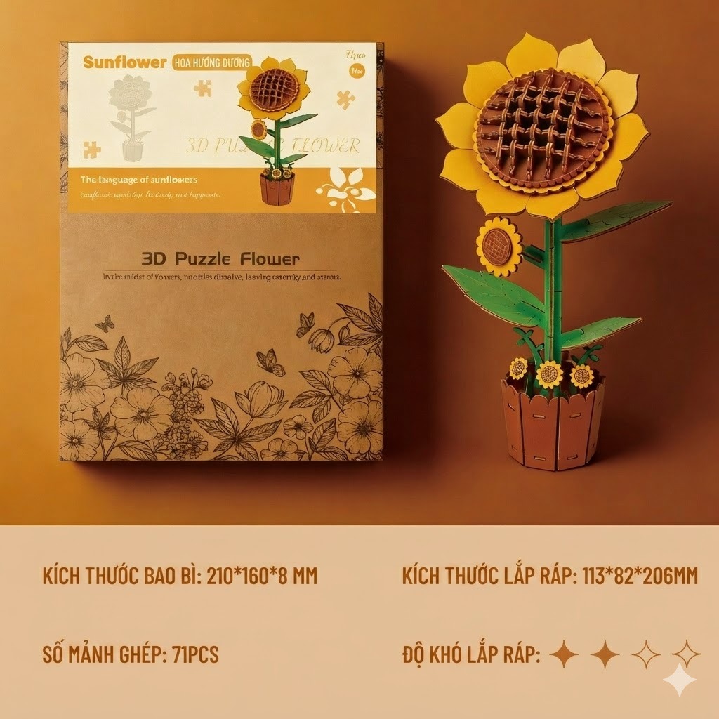 Đồ chơi lắp ghép gỗ 3D Mô hình Bông Hoa Flower