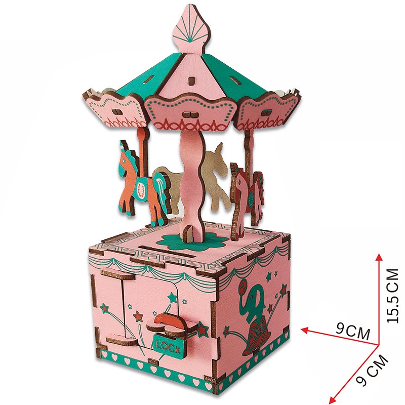 Đồ chơi lắp ghép gỗ 3D Mô hình Vòng Quay ngựa gỗ Trojan Horse DG-F128