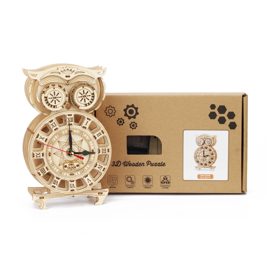 Đồ chơi lắp ghép gỗ 3D Mô hình Đồng Hồ Cú Owl Clock H612