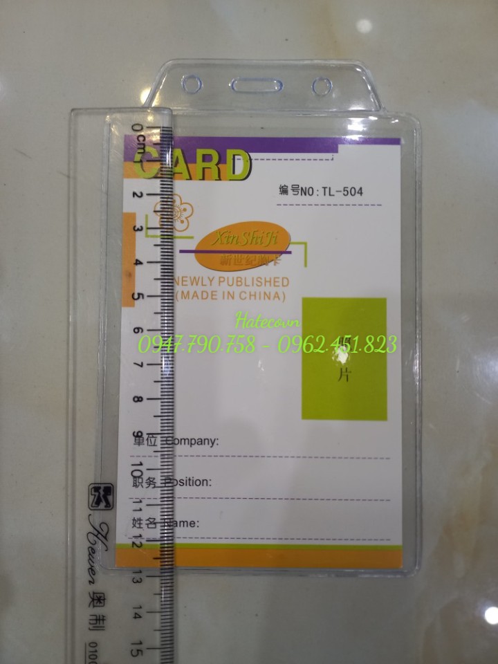 BAO THẺ TÊN 504, DỌC, KT 94*150mm (LOẠI 1) - Thẻ đeo nhân viên, học sinh, nhà báo