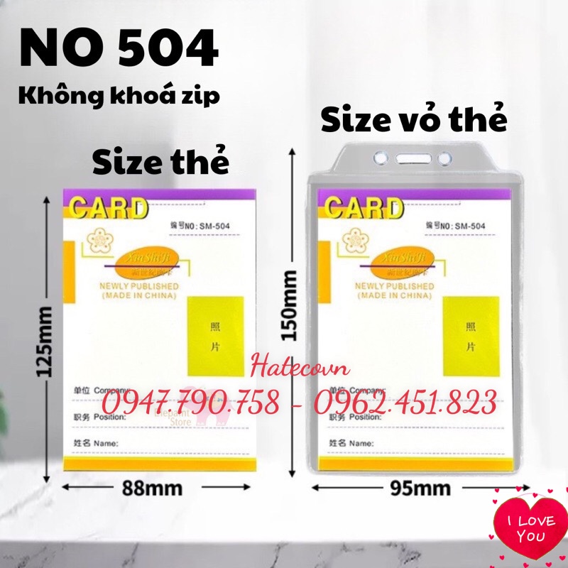 BAO THẺ TÊN 504, DỌC, KT 94*150mm (LOẠI 1) - Thẻ đeo nhân viên, học sinh, nhà báo