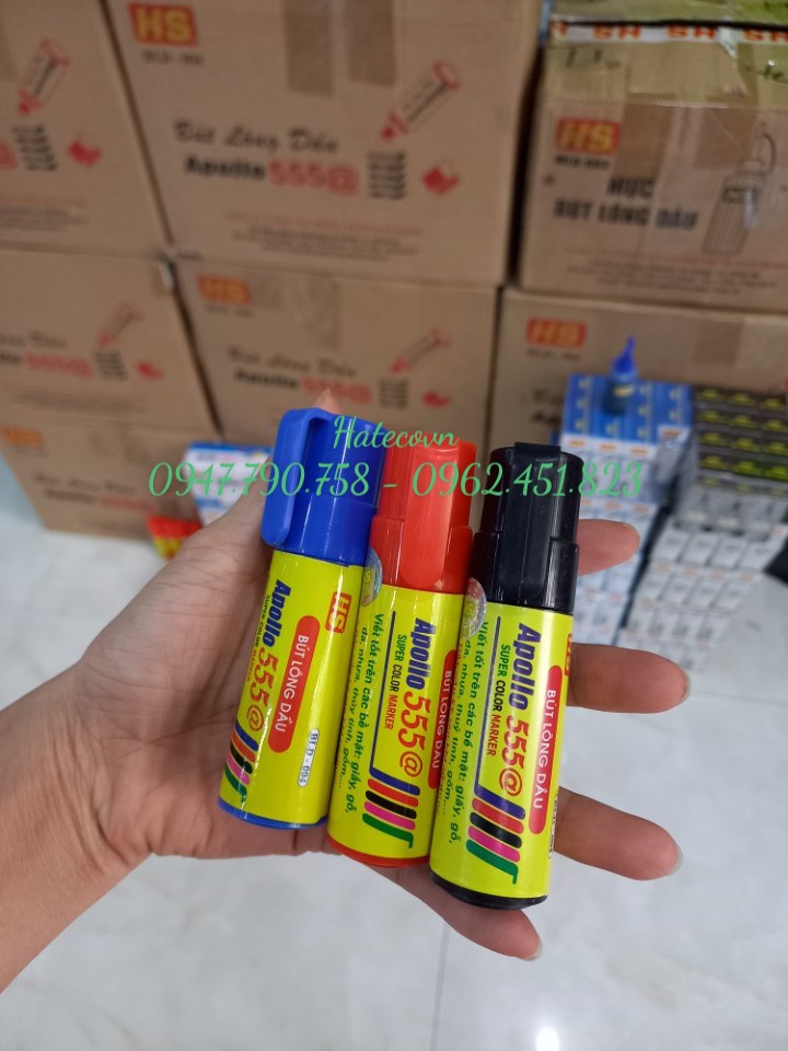 Bút lông dầu Apollo 555 @ xanh/đỏ/đen - Bút không xóa được BLD004 (HÀNG CHÍNH HÃNG)